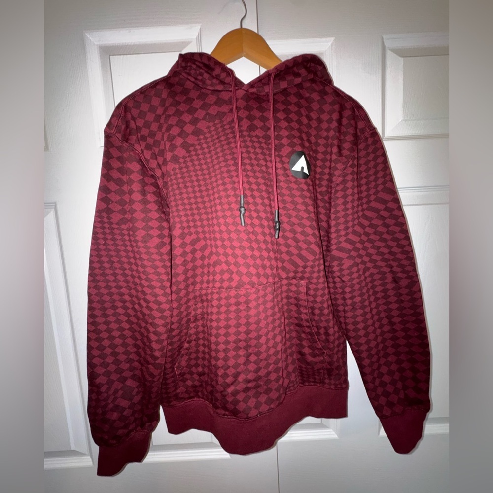 Airwalk Burgundy Geometric Hoodie | Skate Streetwear Pullover | Small